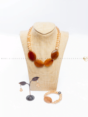 Brown gemstones beads necklace