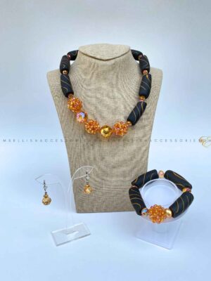 Black African glass beads necklace