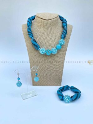 Light blue African glass beads necklace made in Ghana